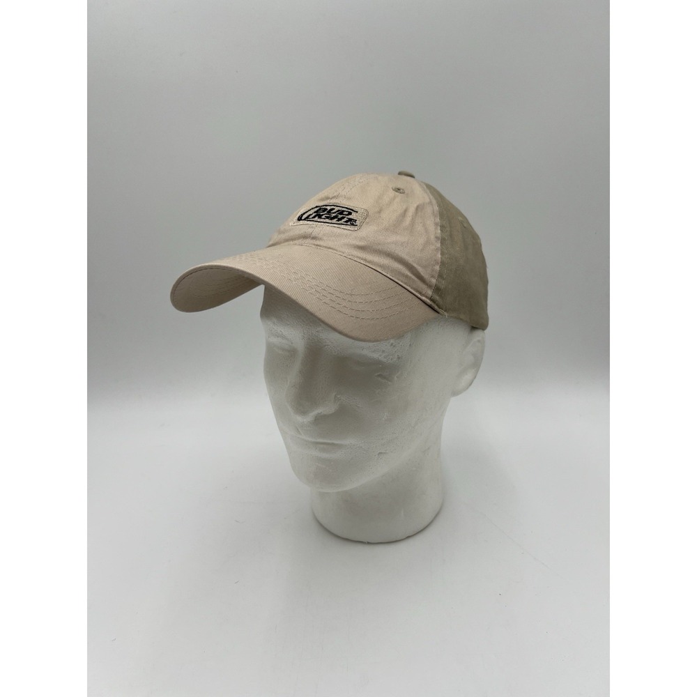 Vintage Bud Light Beer Advertising Tan Strapback Dad Hat Cap OSFA Cotton